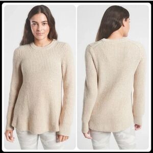 NWT Athleta Sierra Crew Neck Sweater Pullover Swing Coconut Cream Ivory